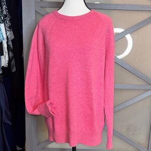 J. Crew Bright Pink Lambswool Blend Crewneck Sweater